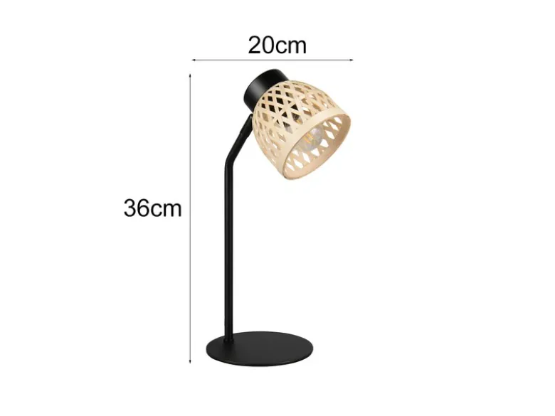 Schreibtischleuchte LAURENT mit Korb Lampenschirm aus Bambus, Höhe 36cm