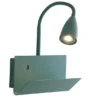 Schwanenhals Leselampe GULP Grün mit Ablage & USB-Ladefunktion, B. 23cm