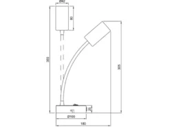 Schwanenhals Leselampe TARYN Schwarz mit Schalter, Breite 10cm