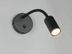 Schwanenhals Leselampe TARYN Schwarz mit Schalter, Breite 10cm
