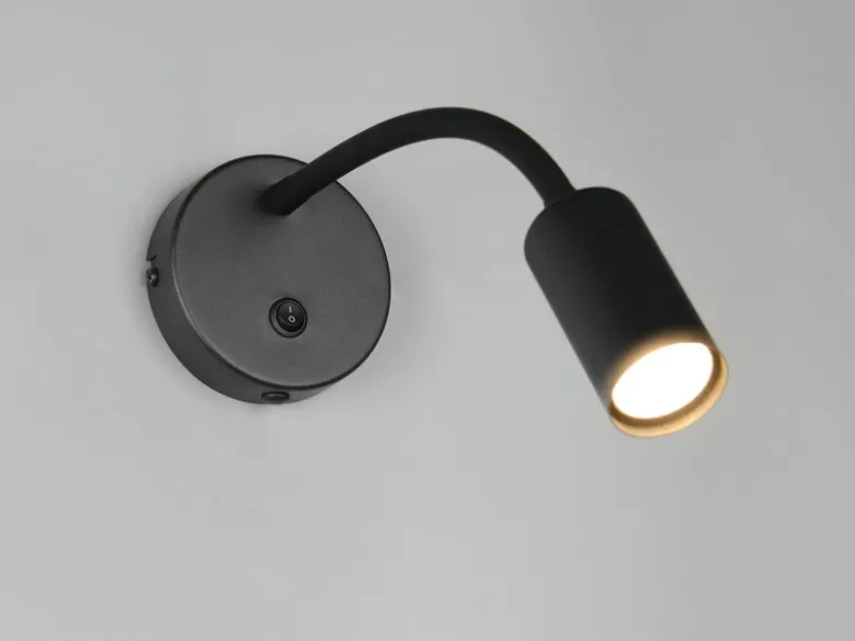 Schwanenhals Leselampe TARYN Schwarz mit Schalter, Breite 10cm