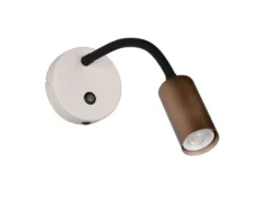 Schwanenhals Leselampe TARYN Coffee / Grau mit Schalter, Breite 10cm