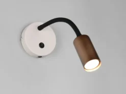 Schwanenhals Leselampe TARYN Coffee / Grau mit Schalter, Breite 10cm