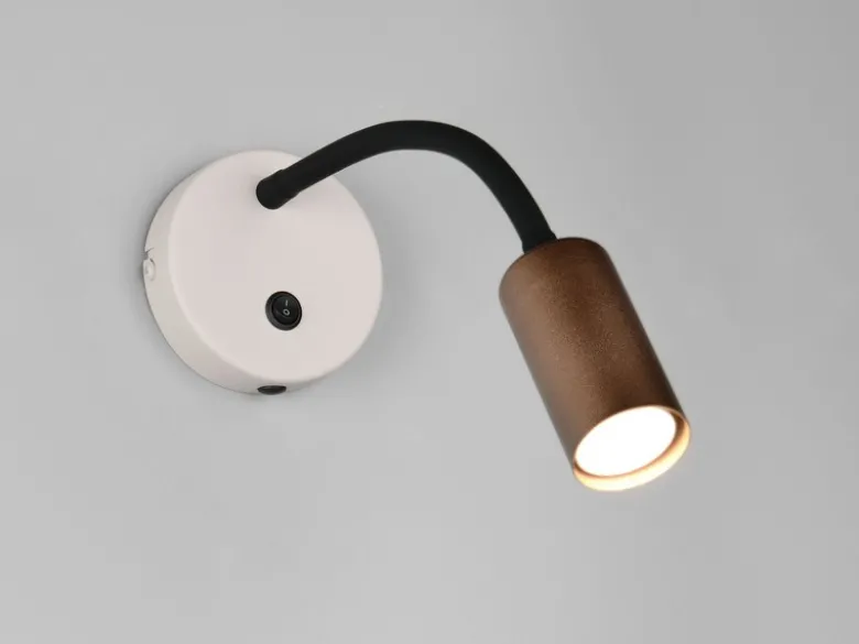 Schwanenhals Leselampe TARYN Coffee / Grau mit Schalter, Breite 10cm