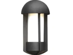 Schwarze Aluminium Wandleuchte TYR, E27, opales Acryglas, IP23