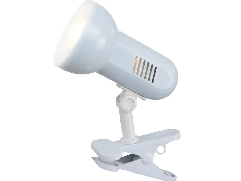 Schwenkbare Klemmleuchte / Klammerleuchte Weiß mit LED Leuchtmittel