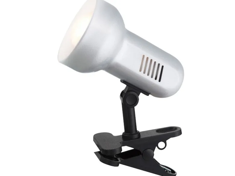 Schwenkbare Klemmleuchte / Klammerleuchte Silber mit LED Leuchtmittel