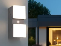 Schwenkbare LED Außenwandleuchte AVON mit Bewegungsmelder, H: 28cm