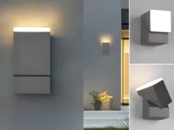Schwenkbare LED Außenwandleuchten - 2er Set, Höhe 16cm, Anthrazit