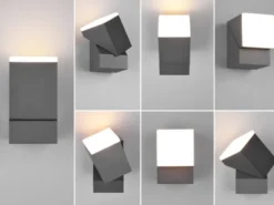 Schwenkbare LED Außenwandleuchten - 2er Set, Höhe 16cm, Anthrazit