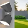Schwenkbare LED Außenwandleuchten - 2er Set mit Bewegungsmelder, H: 28cm