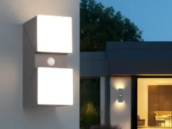 Schwenkbare LED Außenwandleuchten - 2er Set mit Bewegungsmelder, H: 28cm