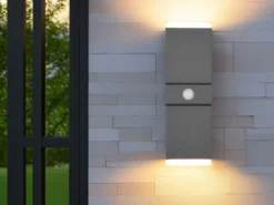 Schwenkbare LED Außenwandleuchten - 2er Set mit Bewegungsmelder, H: 28cm