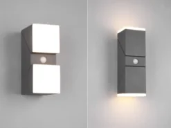 Schwenkbare LED Außenwandleuchten - 2er Set mit Bewegungsmelder, H: 28cm