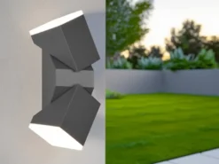 Schwenkbare LED Außenwandleuchten - 2er Set, Höhe 28cm, Anthrazit