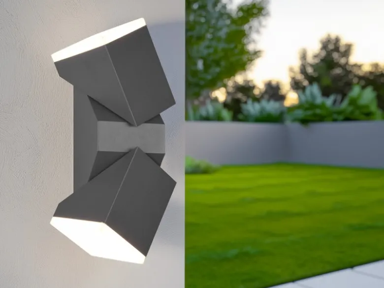 Schwenkbare LED Außenwandleuchten - 2er Set, Höhe 28cm, Anthrazit