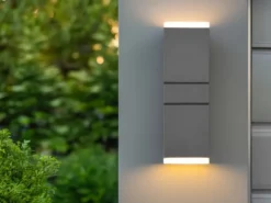 Schwenkbare LED Außenwandleuchten - 2er Set, Höhe 28cm, Anthrazit