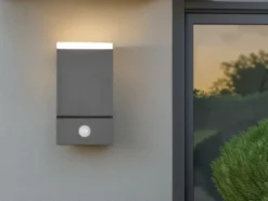 Schwenkbare LED Außenwandleuchten - 2er Set mit Bewegungsmelder, H: 16cm