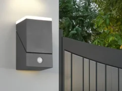 Schwenkbare LED Außenwandleuchten - 2er Set mit Bewegungsmelder, H: 16cm