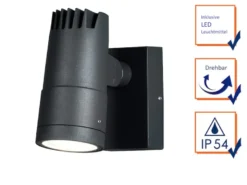 Schwenkbare LED Außenwandleuchte ANDRIA aus ALU Lichtstrahl einstellbar, IP54