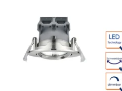 Schwenkbare LED Einbaustrahler Decke 3er Set rund dimmbar Nickel matt 5,5W