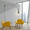 Schwenkbare LED Wandlampe - schwarze Kabelleuchte mit Schnurschalter & Stecker