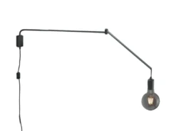 Schwenkbare LED Wandlampe - schwarze Kabelleuchte mit Schnurschalter & Stecker