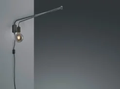 Schwenkbare LED Wandlampe - schwarze Kabelleuchte mit Schnurschalter & Stecker
