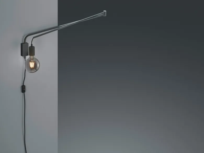 Schwenkbare LED Wandlampe - schwarze Kabelleuchte mit Schnurschalter & Stecker