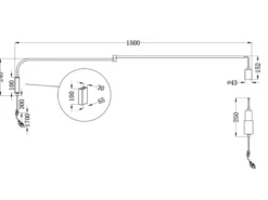 Schwenkbare LED Wandlampe - schwarze Kabelleuchte mit Schnurschalter & Stecker