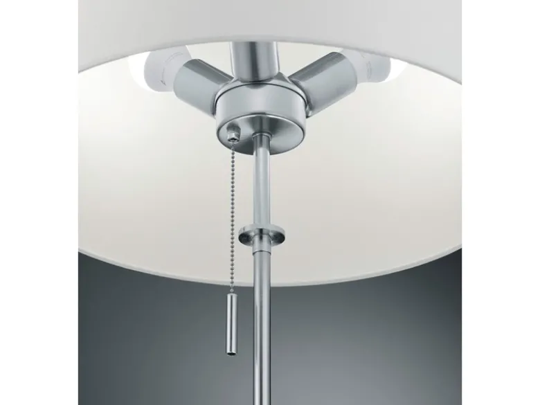 Schwenkbare LED Wandleuchte mit Stoffschirm Weiß & Gelenkarm Silber