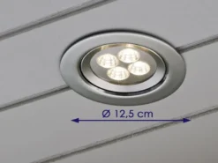 Schwenkbarer LED Deckeneinbaustrahler 12,5 cm, geeignet für Bad und Außenbereich