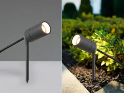 Schwenkbarer LED Gartenstrahler mit Erdspieß & 2 Meter Anschlusskabel Ø 5cm