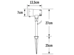 Schwenkbarer LED Gartenstrahler ANDRIA mit Erdspieß & 5mtr. Anschlußkabel, 27cm