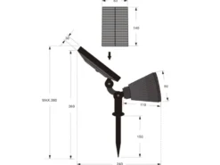 Schwenkbarer Solar Deko Gartenstrahler FESTIVAL mit RGB Farbwechsel, H: 36cm