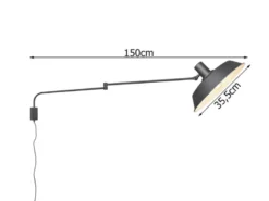 Schwenkbare Wandlampe BOLDER mit Metallschirm Schwarz, Schnurschalter & Stecker