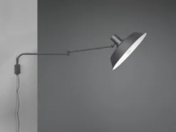 Schwenkbare Wandlampe BOLDER mit Metallschirm Schwarz, Schnurschalter & Stecker