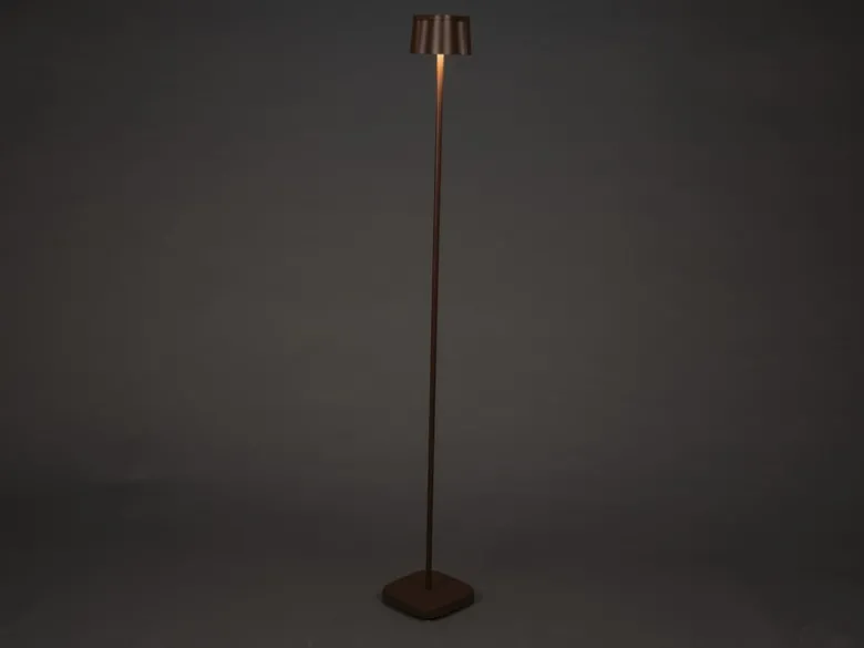SET Akku Stehlampe 120cm & Tischleuchte 36cm für Outdoor kabellos Rostoptik