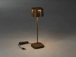 SET Akku Stehlampe 120cm & Tischleuchte 36cm für Outdoor kabellos Rostoptik