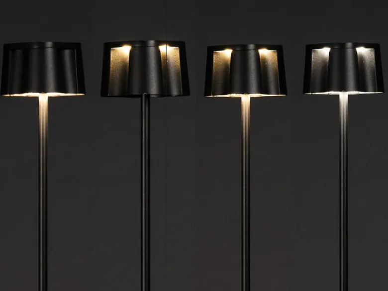 SET Akku Stehlampe 120cm & Tischleuchte 36cm für Outdoor kabellos Schwarz