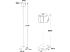 SET Akku Stehlampe 120cm & Tischleuchte 36cm für Outdoor kabellos Schwarz
