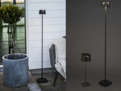 SET Akku Stehlampe 120cm & Tischleuchte 36cm für Outdoor kabellos Schwarz