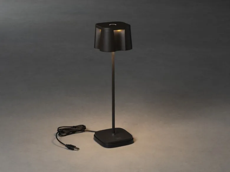 SET Akku Stehlampe 120cm & Tischleuchte 36cm für Outdoor kabellos Schwarz