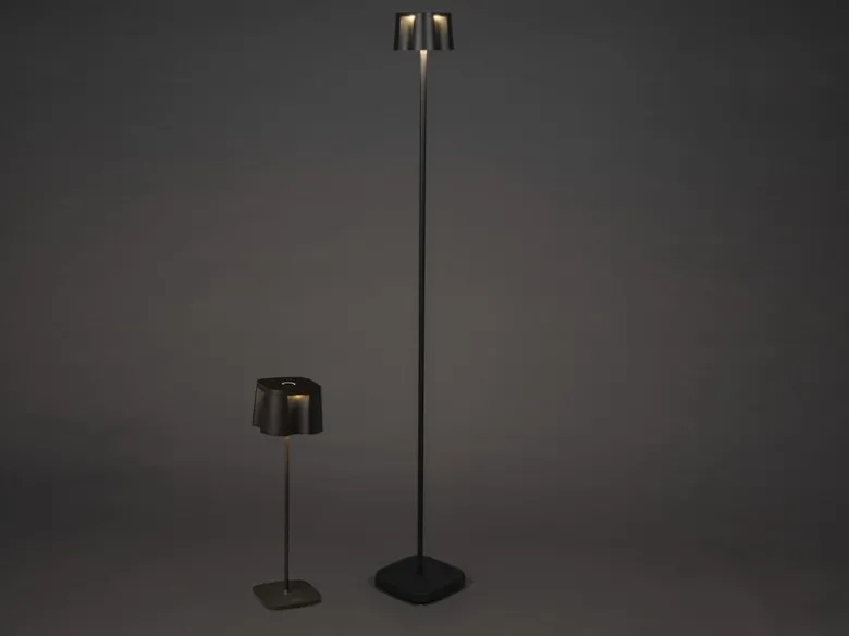 SET Akku Stehlampe 120cm & Tischleuchte 36cm für Outdoor kabellos Schwarz