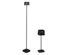 SET Akku Stehlampe 120cm & Tischleuchte 36cm für Outdoor kabellos Schwarz