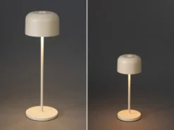 SET Akku Tischleuchten per USB aufladbar, Beige Höhe 20cm & 36cm