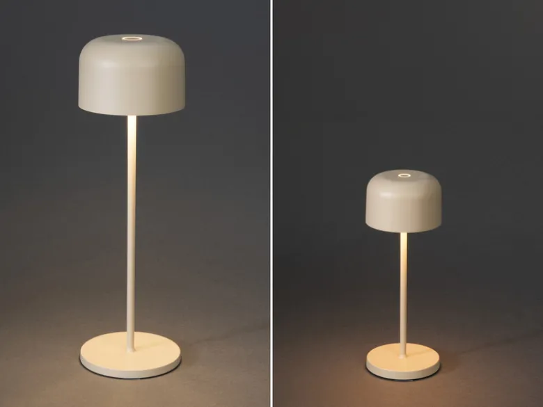 SET Akku Tischleuchten per USB aufladbar, Beige Höhe 20cm & 36cm