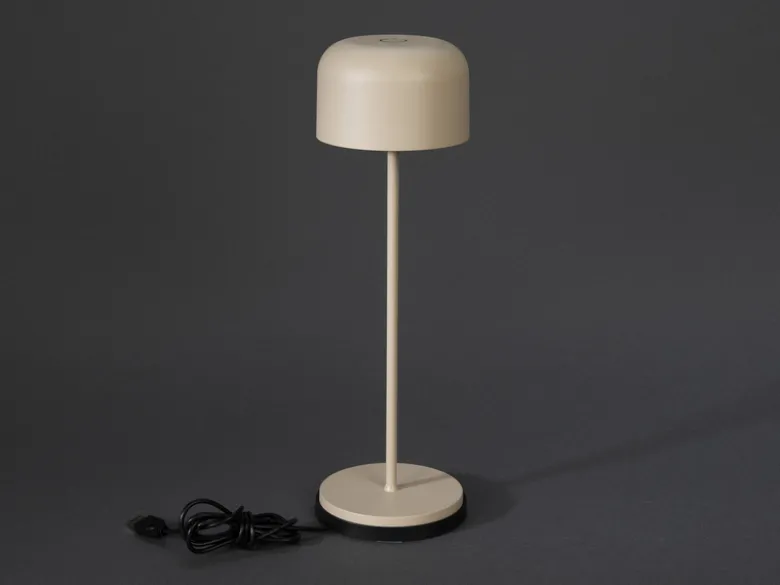 SET Akku Tischleuchten per USB aufladbar, Beige Höhe 20cm & 36cm