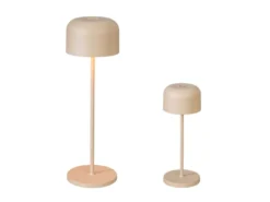 SET Akku Tischleuchten per USB aufladbar, Beige Höhe 20cm & 36cm