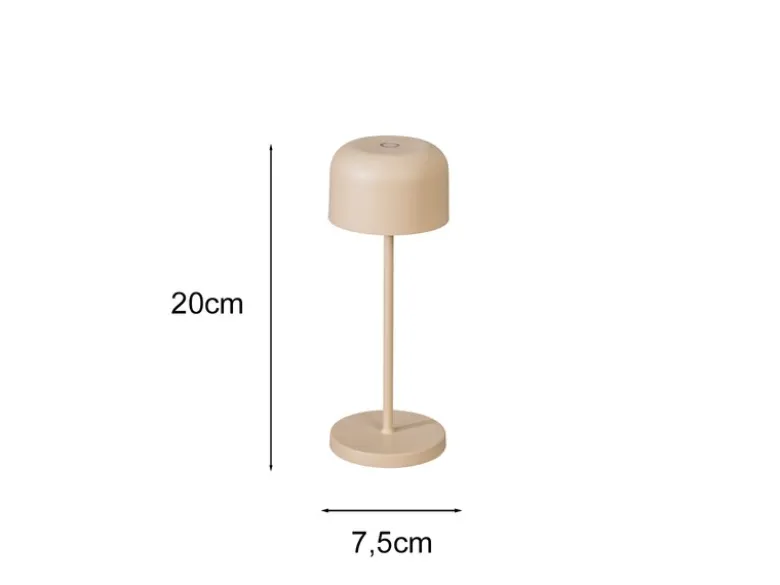 SET Akku Tischleuchten per USB aufladbar, Beige Höhe 20cm & 36cm